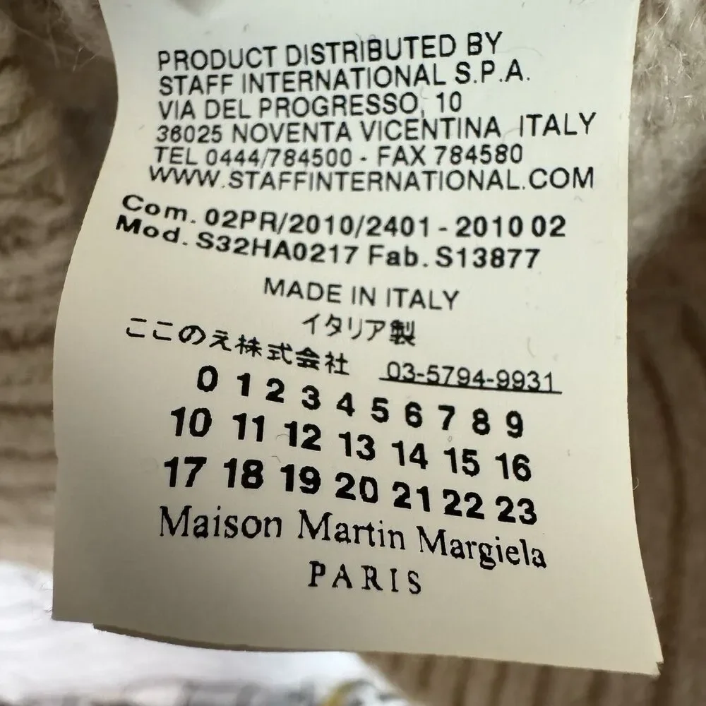 MM6 Maison Martin Margiela Cable Knit Mini Sweater Dress L Alpaca Wool Beige - Picture 11 of 13